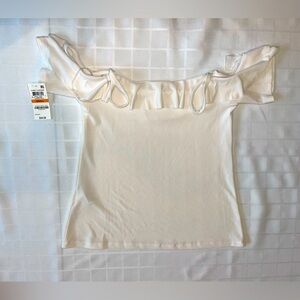 bohemian white blouse ruffle off the shoulder size small